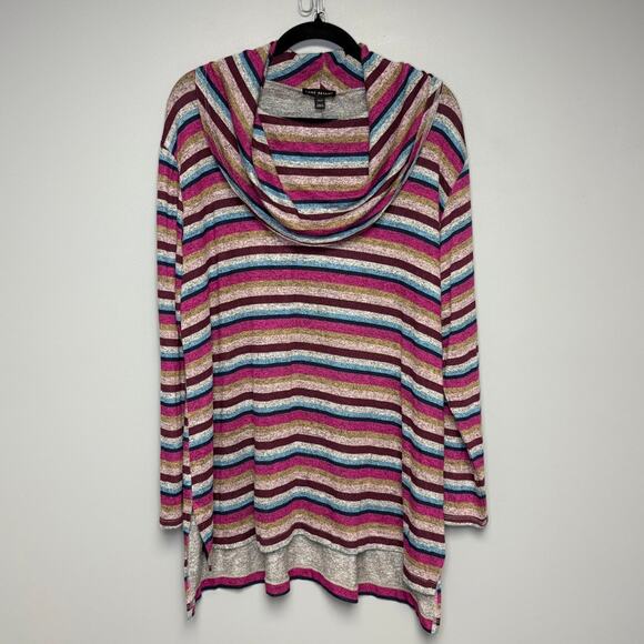 NWT Lane Bryant Colorful Striped Cowl Neck Sweater Tunic Women's Sz 14/16 - Picture 1 of 5